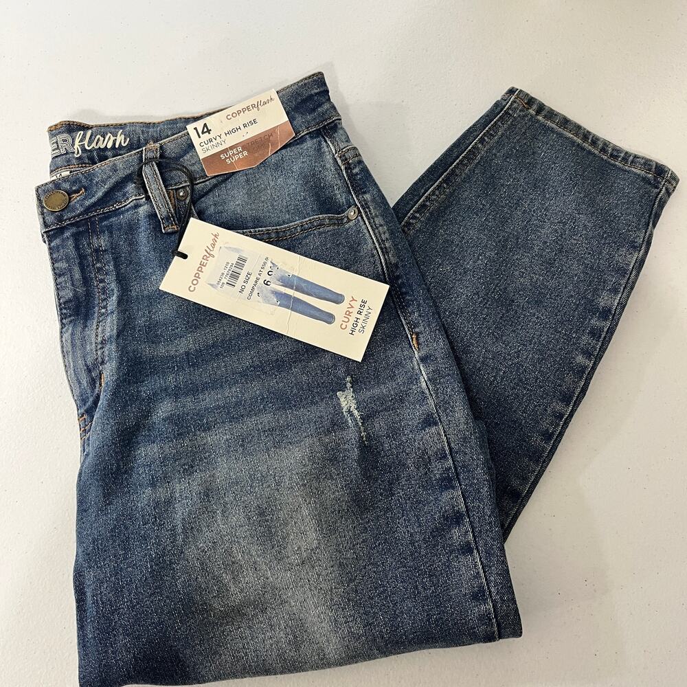 NWT Copper Flash Curvy High Rise Skinny Stretch Comfy Size 14